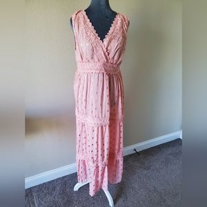 Maxi Dress Size XL Pink Gold New